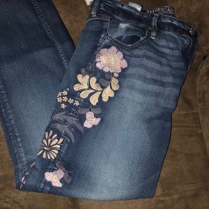 American eagle embroidered jeans.